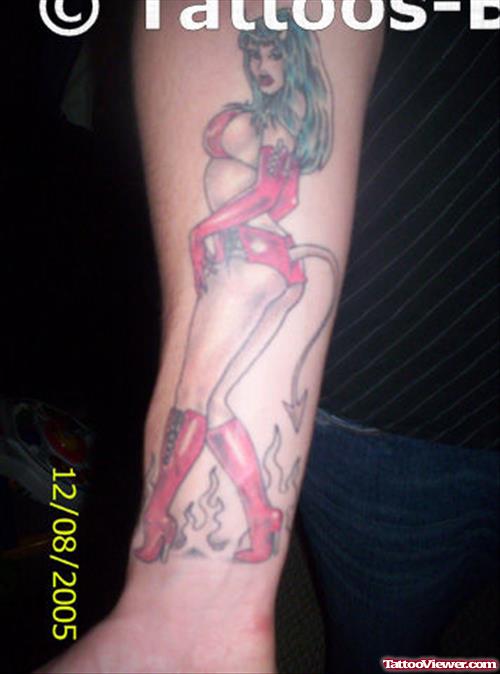 Bad Girl Tattoo Design On Forearm