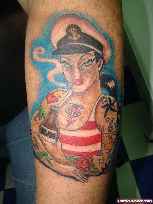 Amazing Sailor Girl Tattoo Design