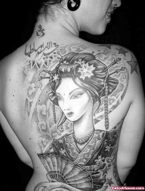 Geisha Girl Tattoo On Back Body