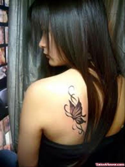 Butterfly Tattoo For Girls On Back Shoulder