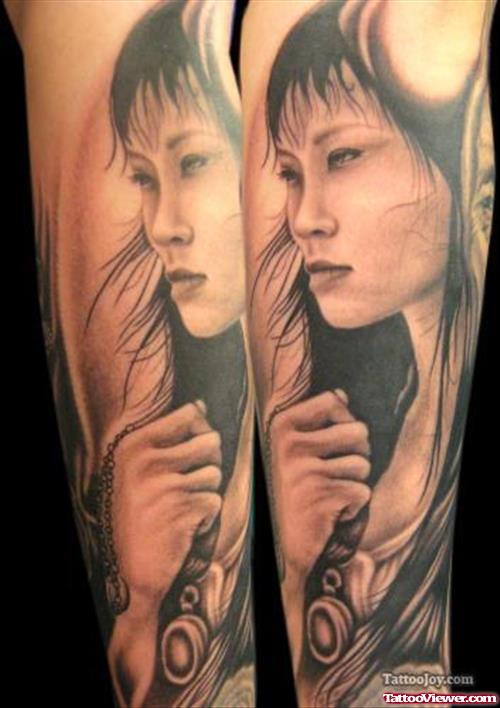 Asian Girl Tattoo Design