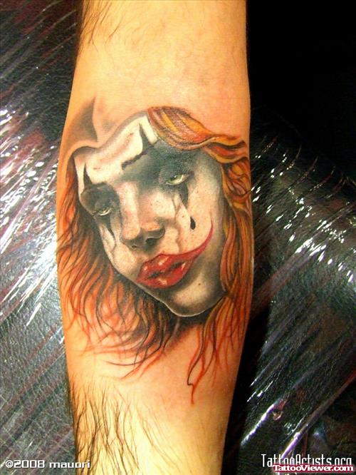 A Clown Girl Tattoo On Arm