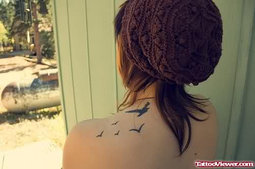 Birds Tattoo On Shoulder Back For Girls