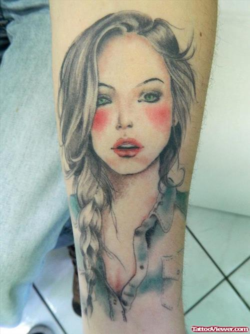 Amazing Girl Portrait Tattoo