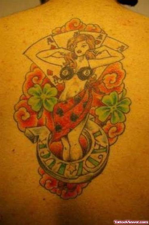 Lady Luck Tattoo On Back