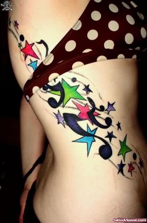 Colourful Star Tattoos For Girls