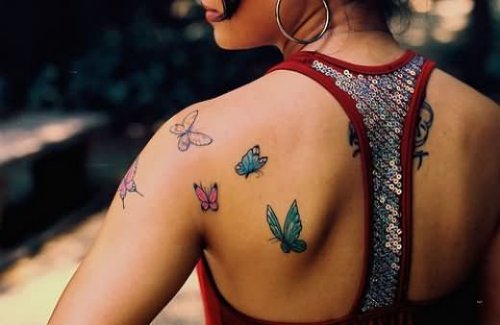 Butterfly Tattoos on Upper Shoulder For Girls