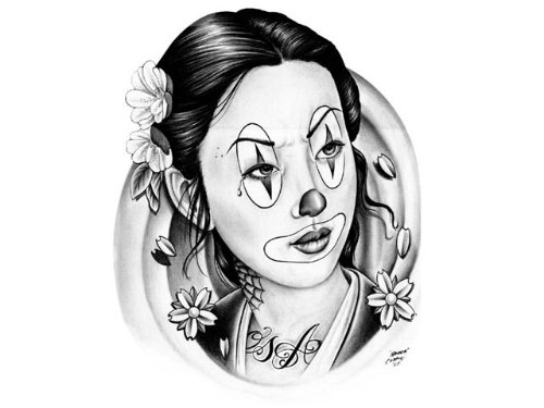 Awesome Clown Girl Tattoo Design