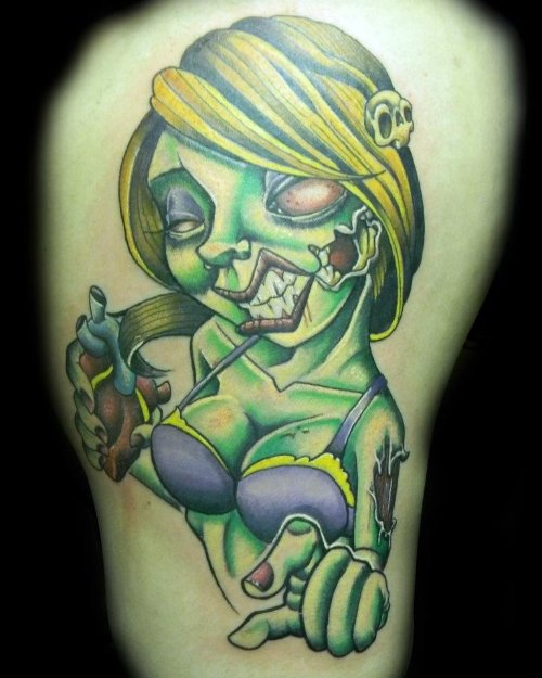 Zombie Pin Up Girl Tattoo Design