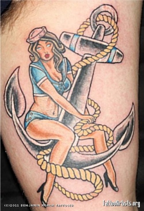 Sailor Pin Up Girl Tattoo Design