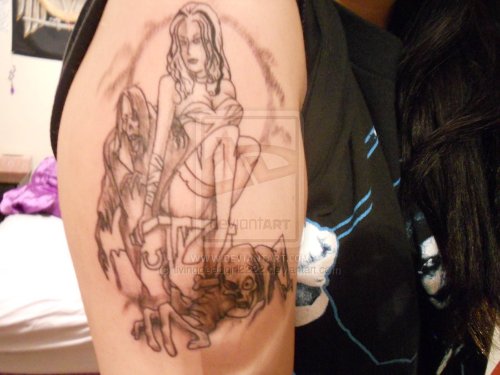 Living Dead Girl Tattoo On Shoulder