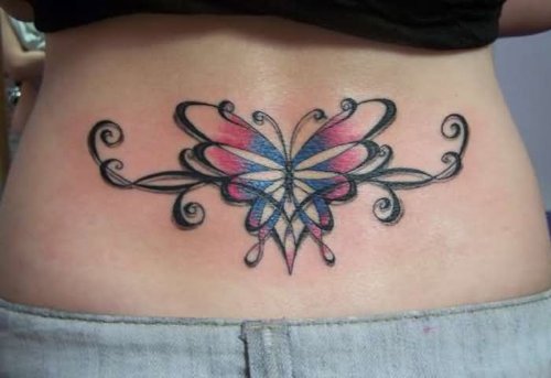 Girl Lowerback Butterfly Tattoo