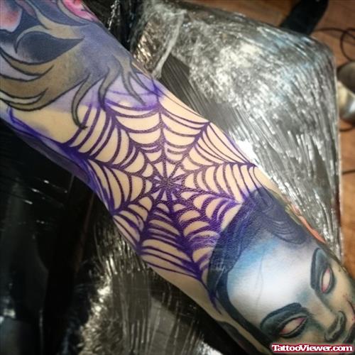 webs and demon girl  face tattoo
