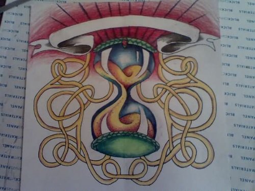 Banner And Hourglass Tattoo Design