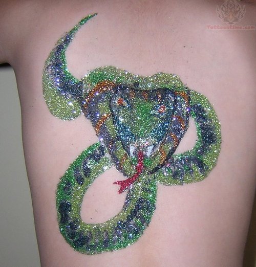 Green Snake Glitter Tattoo