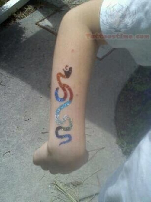 Glitter Snake Tattoo On Arm