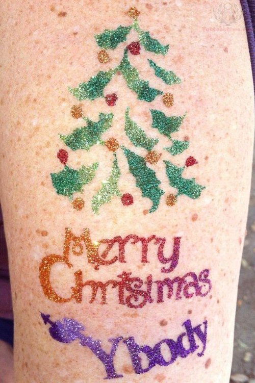 Merry Christmas Glitter Tattoo