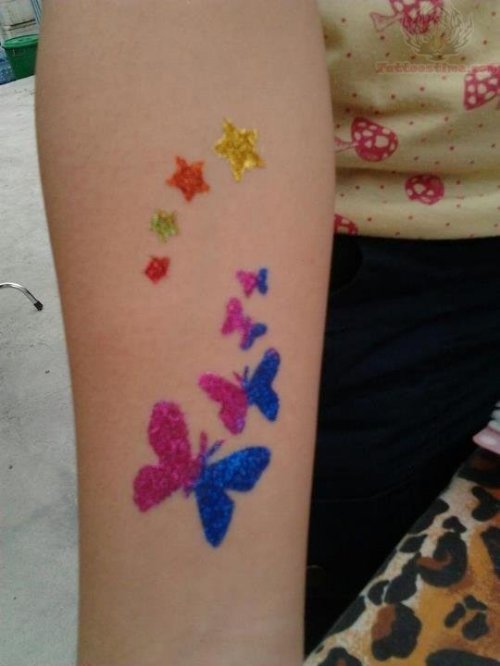 Stars And Butterflies Glitter Tattoo