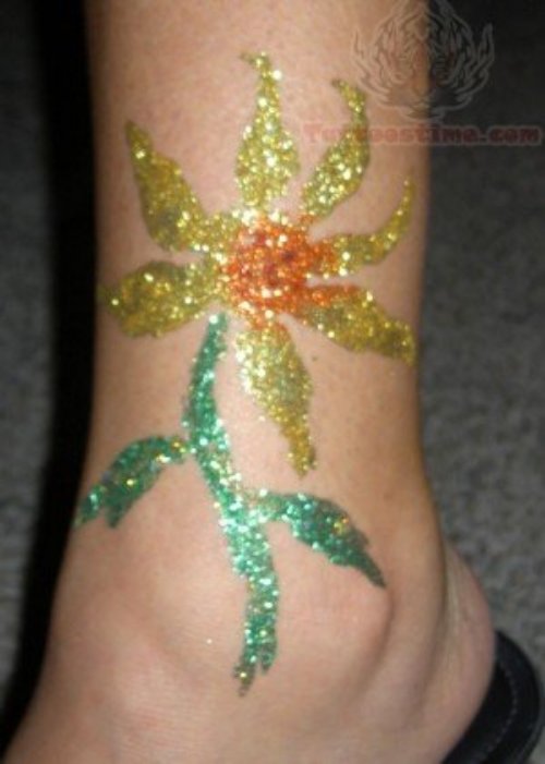 Sun Flower Glitter Tattoo