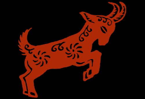 Red Ink Chinese Goat Tattoo Design