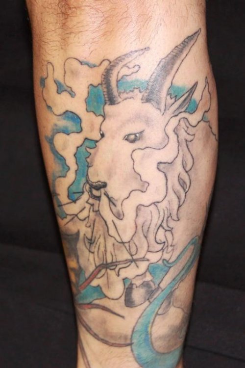 Bad Goat Head Tattoo On Arm