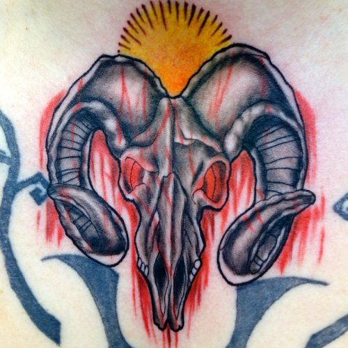 Great Grey Ink Goat Skull Tattoo