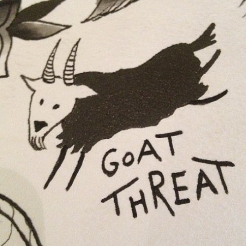 Goat Threat Black Ink Tattoo Design