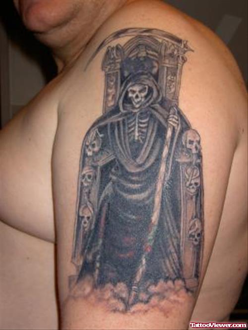 Man Left Half Sleeve Gothic Tattoo