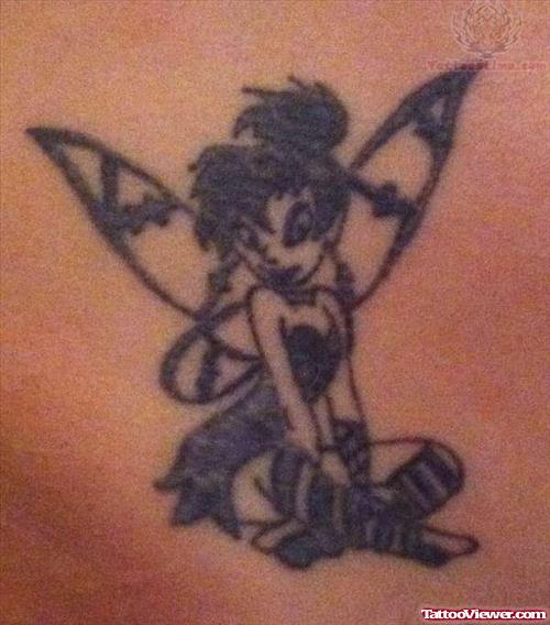 Grey Ink Gothic Tinkerbell Tattoo