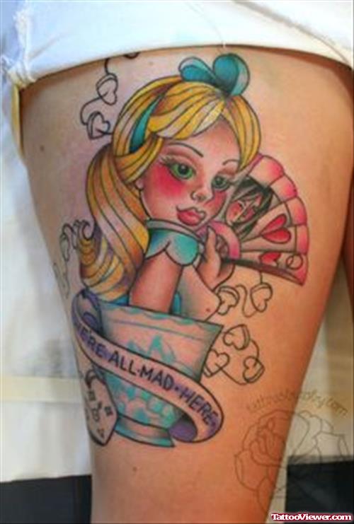 Colored Gothic Tattoo on Leg