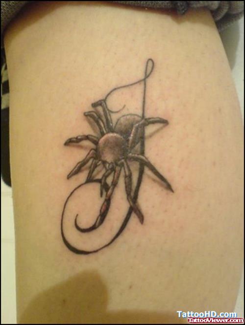Grey Ink Gothic Spider Tattoo