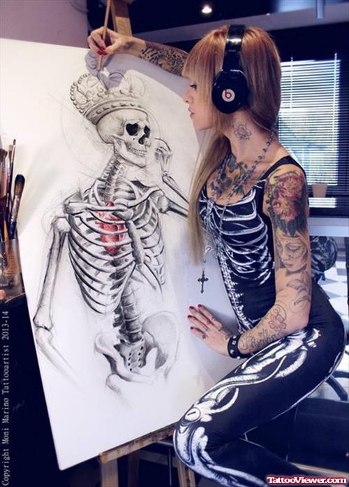 Gothic Skeleton Tattoo Design