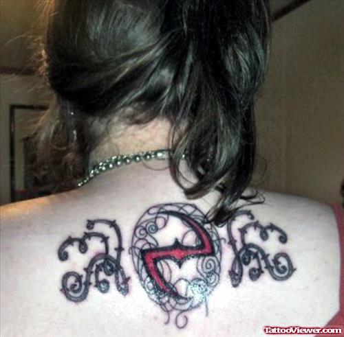 Cool Gothic Tattoo On Girl Upperback