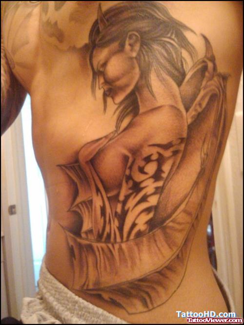 Gothic Tattoo On Man Side