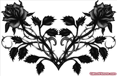 Grey Ink Rose Flowers Gothic Tattoos Design