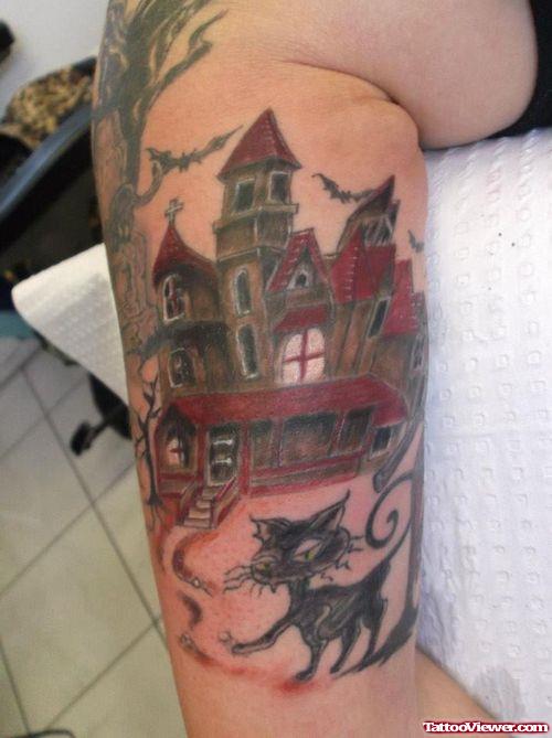 Gothic Tattoo On Half Sleeve
