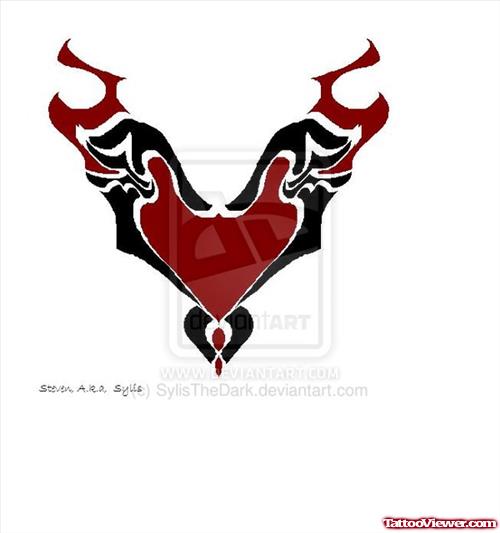Gothic Heart With Wings Tattoo Design