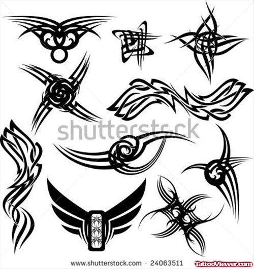 Black Ink Tribal Gothic Tattoos Designs