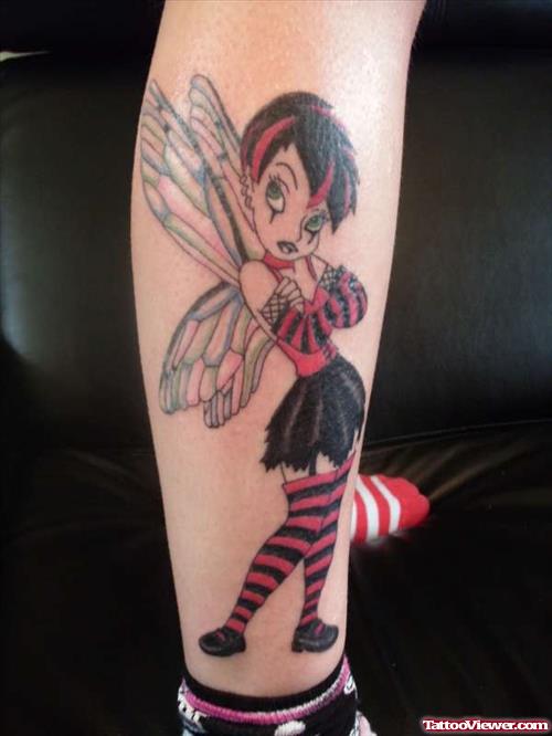 Awesome Color Ink Gothic Tattoo On Leg