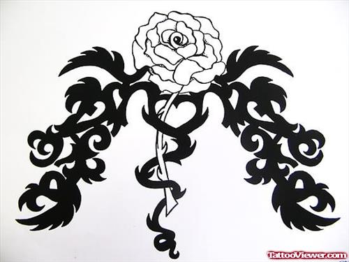 Tribal And Rose Gothic Tattoo Design