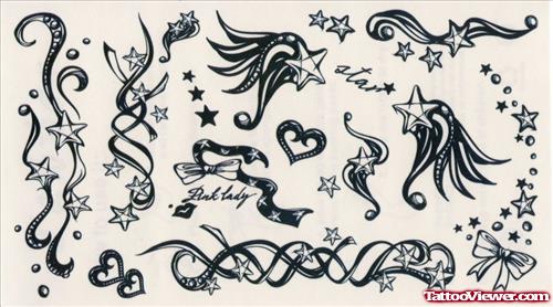 Gothic Winged Star Tattoo Design
