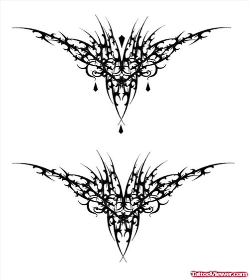 Gothic Vampire Hearts Tattoos Designs
