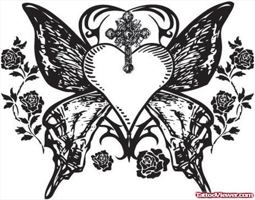 Butterfly Wings Gothic Tattoo Design
