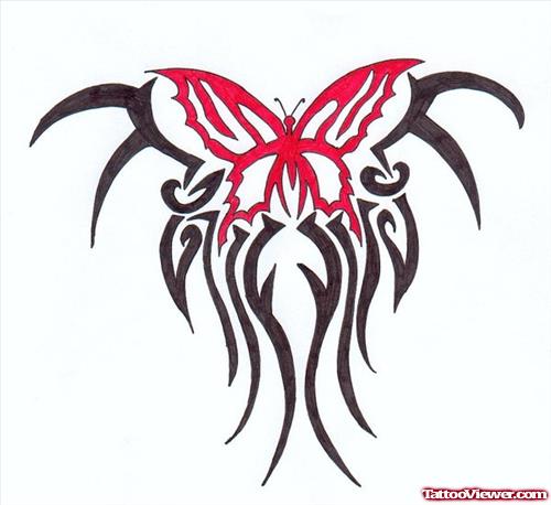 Tribal Gothic Butterfly Tattoo Design