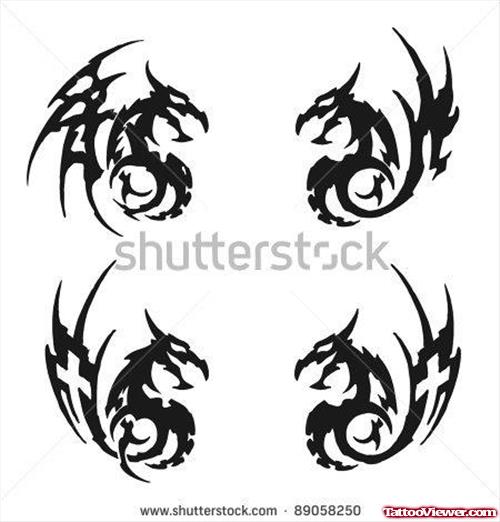 Gothic Tribal Dragon Tattoo Design
