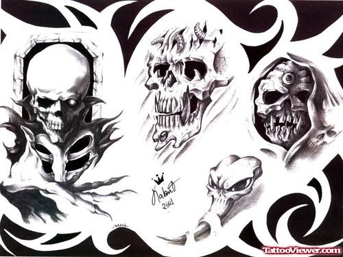 Gothic Skull Tattoos Designs