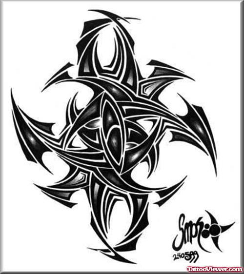 Classic Black Ink Tribal Gothic Tattoo Design