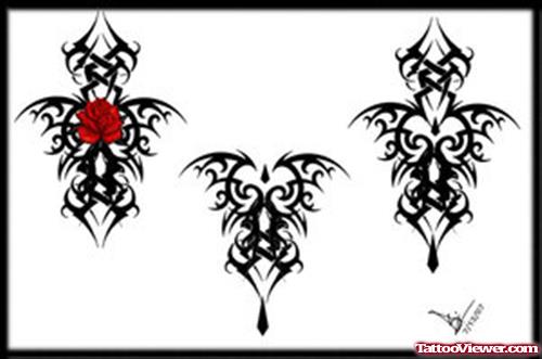 Gothic Tribal And Heart Tattoo Design