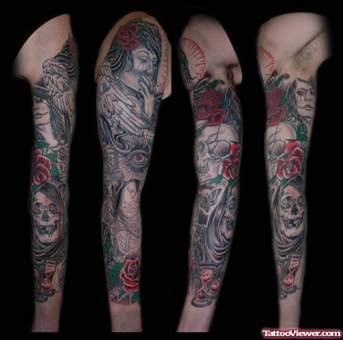Awesome Gothic Tattoos On sleeve