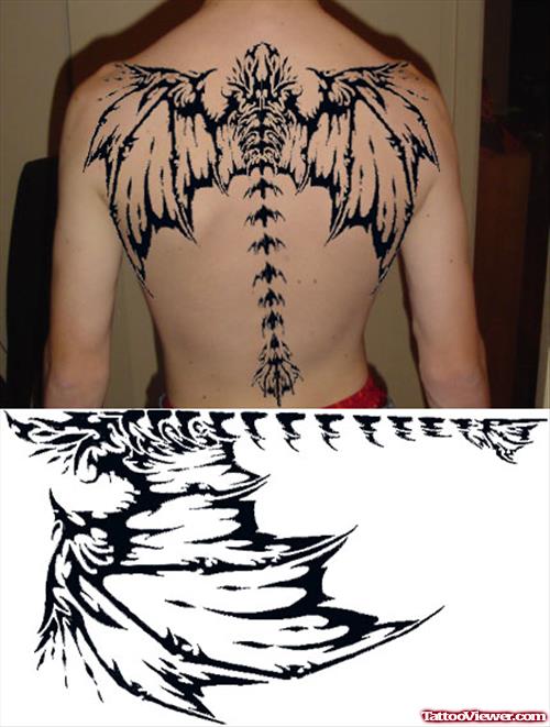 Amazing Gothic Wings Tattoos On Back